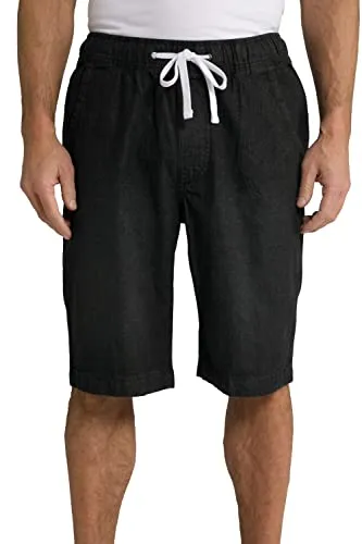 JP 1880 Herren Schlupfbermuda, Schwarz, 4XL EU - Herren-Shorts in vorgewaschener Denim-Optik mit elastischem Bund und Kordel für optimalen Tragekomfort im Relaxed Fit.