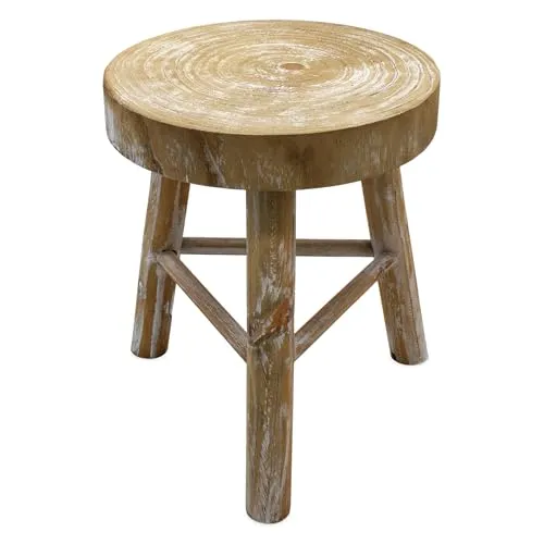 Spetebo Holz Blumenhocker White Washed in beige von Spetebo