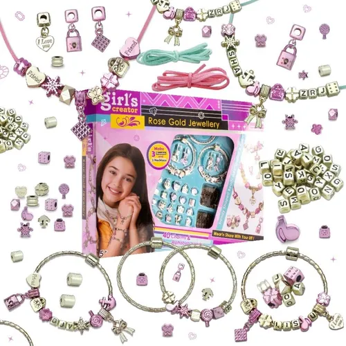 Bastelset Mädchen Anhängern Perlen Armbändern Halsketten Kinder DIY auffädeln