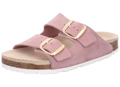 Rohde Damen Pantolette Leder Schnalle Kork Fußbett Elba 1711, Größe:41 EU, Farbe:Rosa