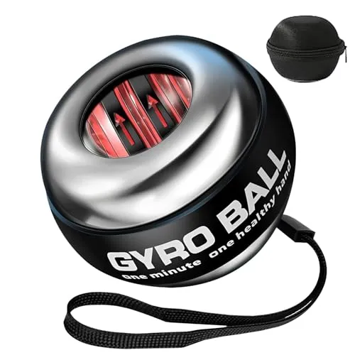 BeSokar Gyroball, Handgelenktrainer-Ball, 5-stufiger Widerstands-/Lichtsteuerung, Gyroskopischer Unterarm-Trainer, zur Stärkung von Armen, Fingern, Handgelenk (Metallgehäuse)