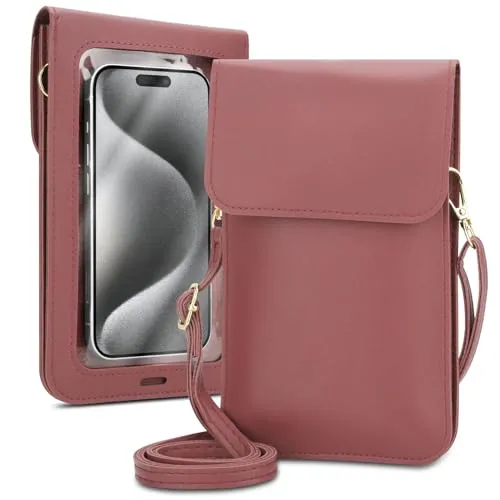 Cadorabo Handytasche zum Umhängen kompatibel mit Google Pixel 9-kleine Handtasche mit Handyfach und Sichtfenster, Handy Umhängetasche mini für Pixel 9, 2 Fächer, PULeder, Damen, PINK