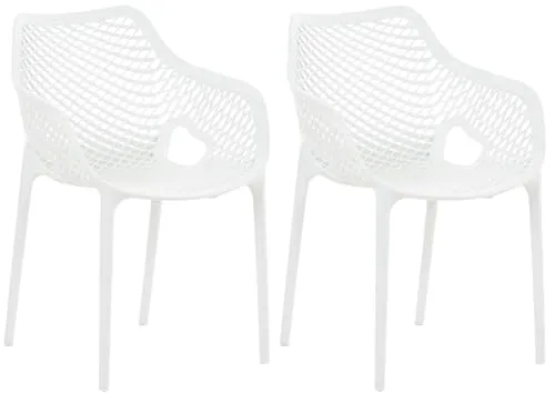 CLP XL-Bistrostühle Air - Stapelstühle aus Kunststoff mit 44 cm Sitzhöhe, Farbe: Weiß - Stapelbare Outdoor-Stühle aus wetterbeständigem Kunststoff, ideal für Terrasse und Garten. Pflegeleicht und platzsparend, perfekt für den Winterlager.