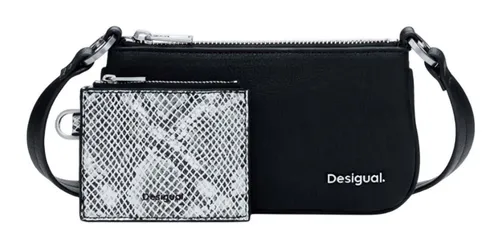 Desigual Umhängetasche Delta Leda Black Snake Mone Mariona - Umhängetasche aus hochwertigem, recyceltem Material mit elegantem Design, geräumigem Hauptfach und verstellbarem Schulterriemen für optimalen Tragekomfort.