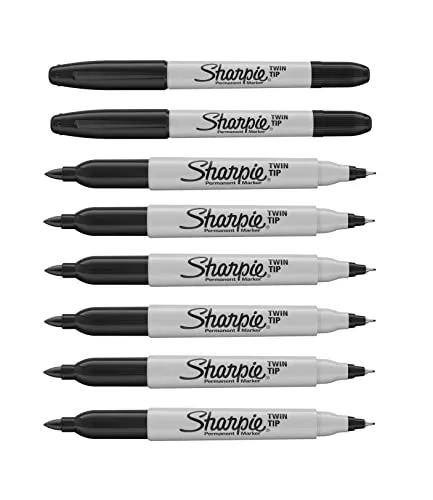 Sharpie Permanentmarker Doppelspitze, 8 Stück schwarz - Permanent-Marker mit doppelter Spitze für präzise Markierungen auf Metall und Kunststoff. Ideal für kreative Projekte und Bürobedarf.