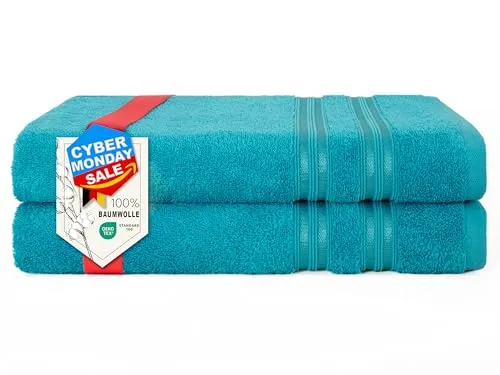 Hammetex 2er Badetücher Set, 100% Baumwolle - Duschtücher in Premium Qualität, übergroß 70x140 cm, weich und saugstark – ideal für Bad, Sauna oder Spa, schnell trocknend und pflegeleicht.