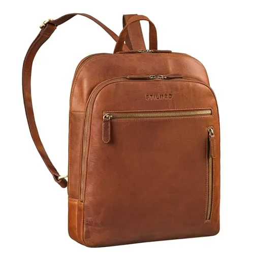 STILORD 'July' Eleganter Rucksack Damen aus Echtleder - Tagesrucksäcke für Damen, stilvoll und funktional mit Platz für Laptops bis 13,3 Zoll, ideal für Büro und Reisen. Verstellbare Schultergurte und Trolleyhalterung für optimalen Komfort.