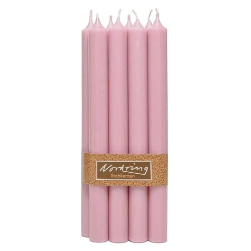 Nordring 8 Stabkerzen Rustik antikrosa 2,2 x 25 cm hoch durchgefärbt RAL-zertifiziert