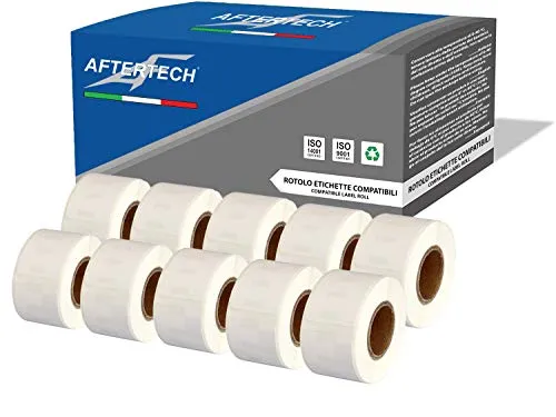 Aftertech 10x 99010 28x89mm Rollen kompatible Klebeetiketten (130 Etiketten/Rolle = 1300 insgesamt) für Dymo LabelWriter Seiko SLP Etikettendrucker S0722370 10x99010