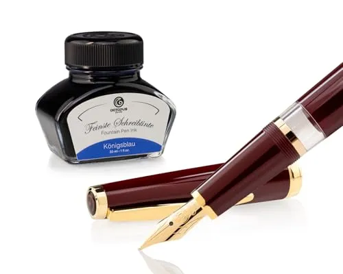 Cleo Skribent Classic Gold Füllhalter-Set mit 30 ml Tinte