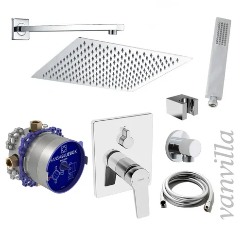 vanvilla Duschset Regendusche mit Duscharmatur Hansa Unterputz A102 poliert