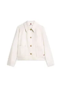 Damen Übergangsjacke aus Bio-Baumwolle L - Leichte Übergangsjacke aus hochwertigem Baumwoll-Twill, wasserabweisend und mit praktischen Taschen. Perfekt für stimmungsvolle Übergangszeiten und stilvolle Auftritte.
