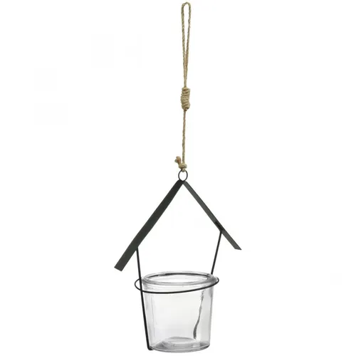 Teelichthalter Windlicht Haus Hängend Metalldeko Glas Set 2 Stück