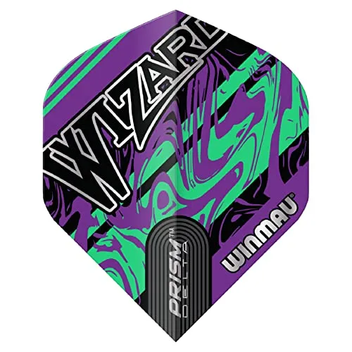 WINMAU Prism Delta Wizard Lila und Grün Dart-Flüge - 1 Satz pro Packung (insgesamt 3 Flüge)