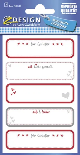 AVERY Zweckform 59187 - Haushaltsetiketten, rechteckig mit abgerundeten Ecken, wischfest und wiederablösbar für kreative Einmachgläser und persönliche Dekoration