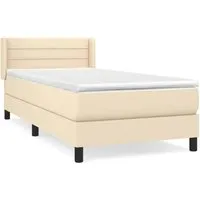 vidaXL Boxspringbett mit Matratze Creme 90x200 cm - Betten: Boxspringbett mit höhenverstellbarem Kopfteil und hochwertiger Taschenfederkernmatratze für optimalen Schlafkomfort und maximale Entspannung.