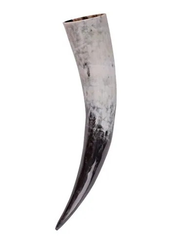 Battle-Merchant Wikinger Trinkhorn | Lebensmittelechtes Naturhorn - Trinkflasche aus poliertem Rinderhorn, ca. 0,9 L, ideal für Bier oder Met, perfekt für Reenactment und als rustikales Deko-Element.