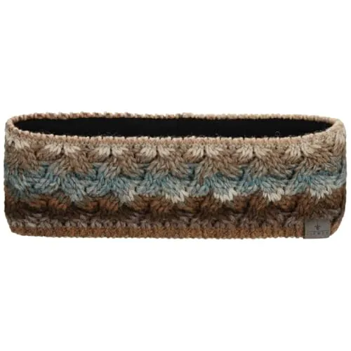 LIERYS Farelle Stirnband Damen - Ohrenschützer mit Wolle - Made in Germany - Headband mit Futter - Ohrenschutz mit Futter - Ohrenwärmer braun-blau One Size