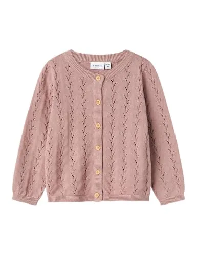 NAME IT Mädchen Nmfbanni Ls Knit Card Noos Strickjacke, Deauville Mauve, 74 EU