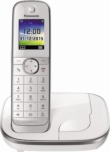 Panasonic KX-TGJ310GW - Strahlungsarmes schnurloses Telefon mit Anrufschutz und Freisprechmodus, ideal für Familien und sicheres Festnetztelefon