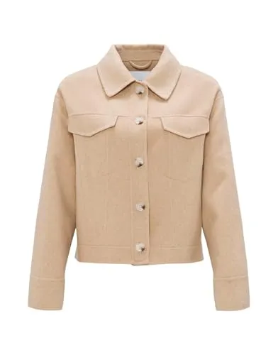Produktbild OPUS Damen Jacke HATILLI | Boxy Fit aus Wollmix in Soft Oat, Größe 44