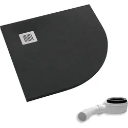 AQUABAD Duschwanne Palast 90x90cm mit LeakProtect Technologie - Innovative Duschwanne mit LeakProtect Technologie für zusätzlichen Schutz. Pflegeleichte Oberfläche in Schwarz (Steinoptik), ideal für Neubauten und Sanierungen. Einfache Montage ohne Wandverankerung.