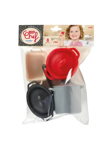 Ecoiffier 100% Chef Pans and Dining Set 8pcs.