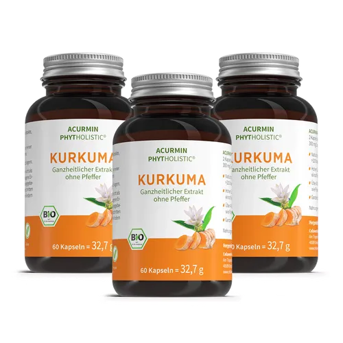 Acurmin Phytholistic Bio-Kurkuma-Kapseln - Pflanzliches Ergänzungsmittel Kurkuma mit 40-fach bioverfügbarem Curcumin, vegan und ohne Zusätze. Höchste Dosierung für optimale Gesundheitsergebnisse.