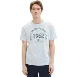 Tom Tailor Herren T-Shirt PRINTED LOGO Regular Fit Foggy Blau Finestripe 34964 M