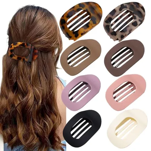 TOEECY 8 Stück Haarspangen Damen Flache Oval Haarklammer Rutschfestes Haarklammern Starke Griff Duckbill Clips für Frauen Mädchen Dickes und Dünnes Haar Haaraccessoires (B)