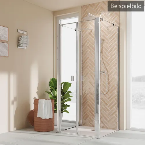 Breuer Elana 2.0 eckig U-Kabine Pendeltür mit 2 Seitenwänden Klarglas hell 90 x 90 cm