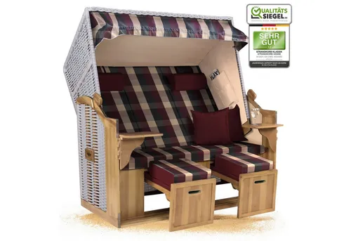 Strandkorb Hanse XXL 2,5-Sitzer Volllieger Rot Grün Beige von Strandkorb Hanse