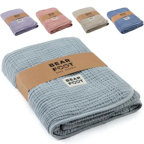 BEARFOOT Babydecke - Flauschige Musselin Fleecedecke für Neugeborene - Babydecken, perfekt für Neugeborene, aus hochwertigem, OEKO TEX Standard 100 zertifiziertem Material, ideal als Geschenk zur Geburt und für jede Baby Erstausstattung.