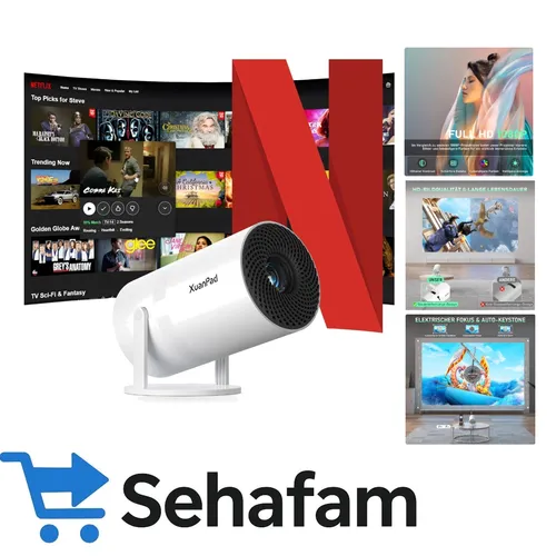 Vielseitiger Beamer mit 210° Standfuß & Staubfilter - ideal für Camping & Gaming