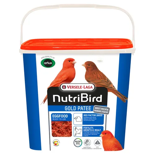 Versele-Laga NutriBird Gold Patee Kanarien rot 5 kg - Vogelfutter mit 100% natürlichem Honig, unterstützt Wachstum & Mauser von Kanarien und Exoten, sorgt für ein glänzendes Federkleid und intensive Farbgebung.
