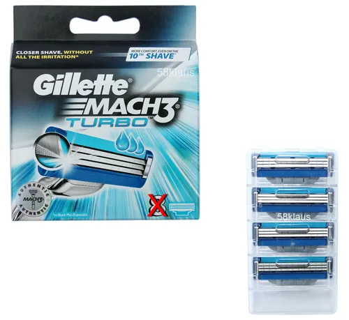 Gillette Mach3 Turbo Rasierklingen - 4, 8, 12 Stück - Herren Rasierklingen mit 3 präzisen Klingen für eine gründliche und sanfte Rasur, kompatibel mit Gillette Mach3 Rasierern.
