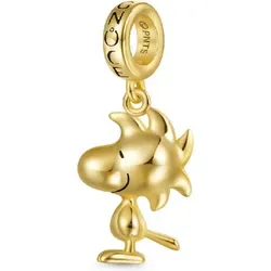Gnoce Charm Woodstock Vogel Snoopy Silber vergoldet IGC065 - Hochwertiger Peanuts-Anhänger aus 925er Sterlingsilber, 18 Karat vergoldet. Ideal für Armbänder und Halsketten, bringt der kultige Woodstock Charme in jedes Schmuckstück.