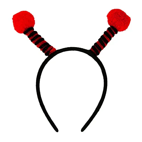 Oblique Unique® Haarreif Marienkäfer mit Bommeln Haarreifen Kostüm Accessoire für Karneval Fasching Motto Party zum Verkleiden Rot Schwarz