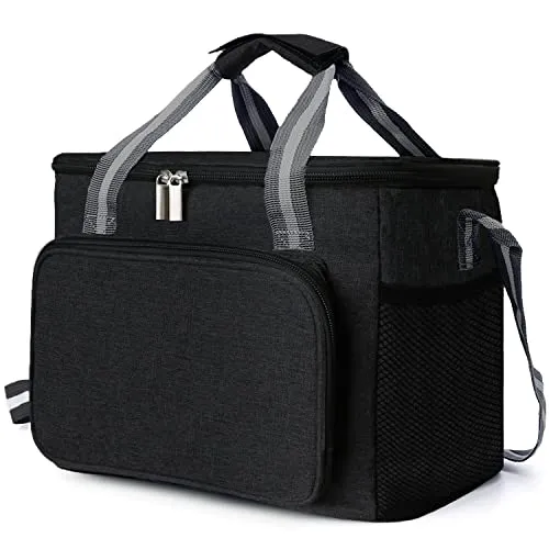 Kühltasche 15L, Kühltasche Klein Faltbar, Lunchtasche Herren Damen, Thermotasche für Büro Camping Picknick Reisen, Schwarz