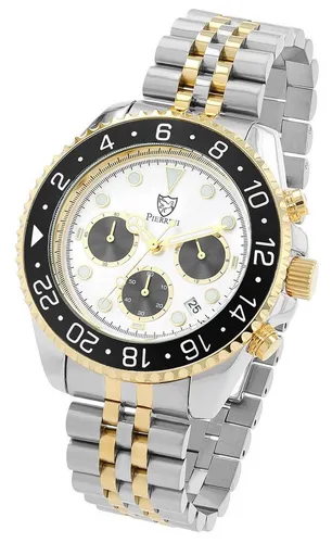 Pierrini Quarzuhr 2800121 Herren, Chronograph, Edelstahlband, Lünette, 24-Std
