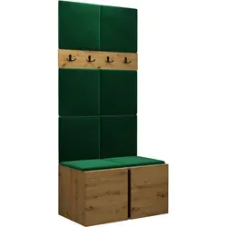 Mirjan24 Garderoben-Set Eiche Artisan, Grün, 84x186x46 cm