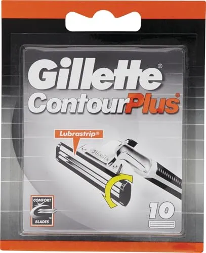 Gillette ContourPlus Rasierklingen für Rasierer Herren, 10 Ersatzklingen für Nassrasierer mit schwenkbarer Doppelklinge
