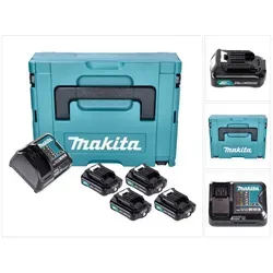 Makita Power Source Kit 4x BL 1021 B mit Ladegerät und Makpac - Werkzeugakkus mit 4x 12V 2,0 Ah Akkus für maximale Ausdauer und einem Schnellladegerät, ideal für effizientes Arbeiten ohne lange Ladepausen.