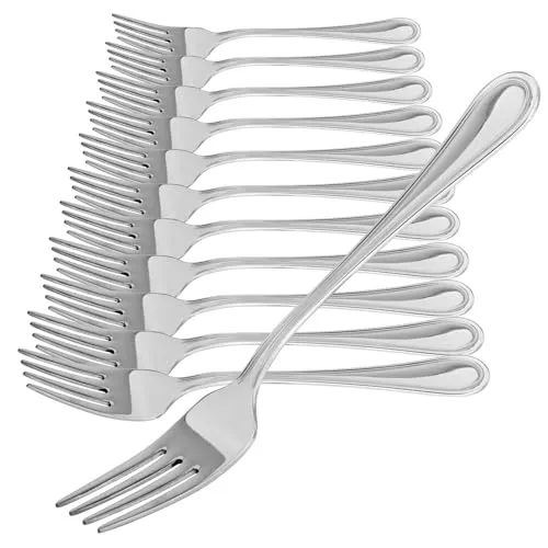 com-four® 12x Kuchengabel aus rostfreiem Edelstahl 430 - stilvolles Tafelbesteck im schlichten Design - kleine Dessertgabeln - Vorspeisegabeln - 15 cm (15cm - 12 Stück)