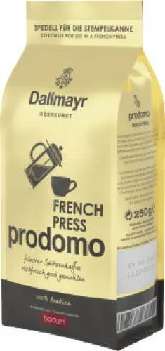 Dallmayr French Press prodomo 250g - Filterkaffee, aromatisch und perfekt für die Zubereitung in der French Press für einen vollmundigen Kaffeegenuss.
