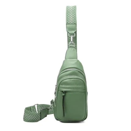 OBC Damen Bodybag Sling Tasche Mint V1. - Umhängetaschen: Modische Sling Tasche aus strapazierfähigem Kunstleder, ideal für City-Trips und Reisen mit zwei praktischen Fächern.