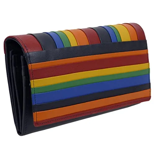 Golunski Damen-Geldbörse aus Leder, dreifach gefaltet, mit Klappe, midnight, Casual