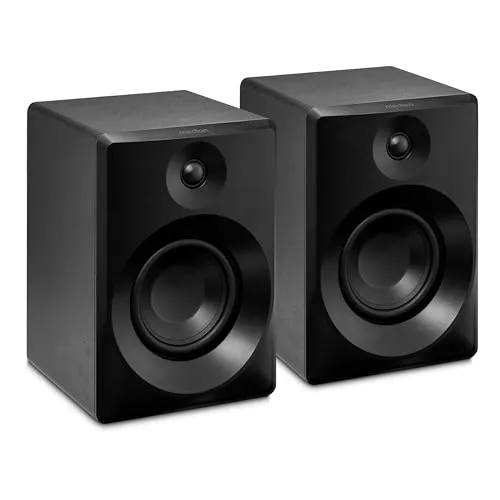 MEDION P61925 Regallautsprecher - Aktives und passives 2-Wege System, Bluetooth 5.0 für kabellose Musikübertragung, edles Holzgehäuse und 2x 50 Watt RMS