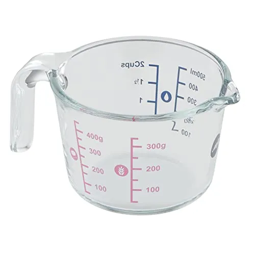 Emsa Prep&Bake Messbecher aus Glas, 0.5 Liter, 2 Skalen für feste und flüssige Zutaten, einfaches Ausgießen, Mikrowellentauglich, K3236034