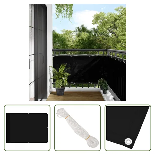 The Living Store Balkon-Sichtschutz Schwarz 75x700 cm 100 % Polyester-Oxford
